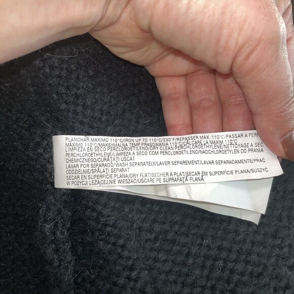 Lara Knit Cardigan Sweater Sz M Black Open Front Knit Mohair Blend Made in Italy - Picture 3 of 16